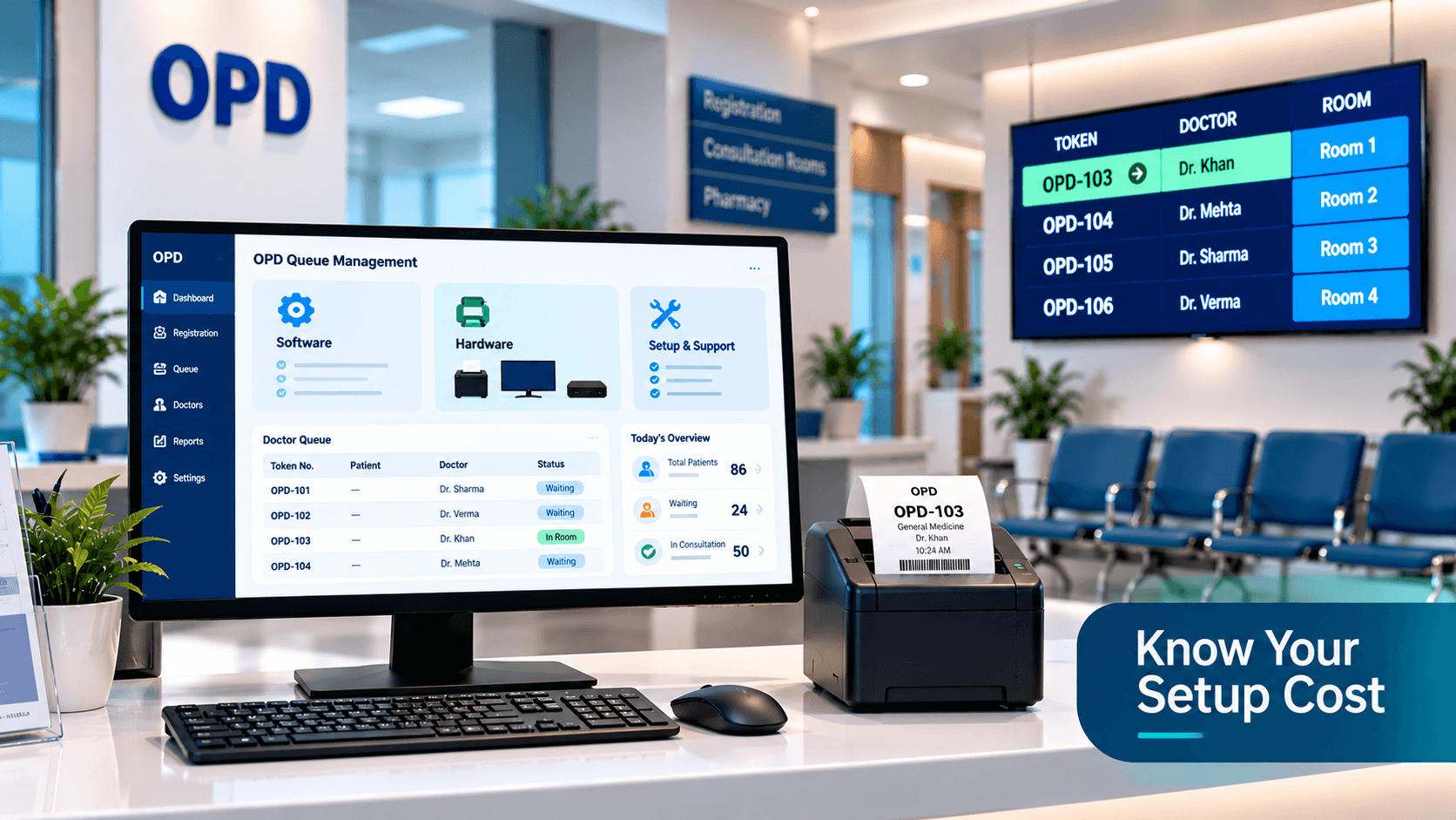 OPD Queue Management System Cost in Ranchi: Software, Token Printer, TV Display & Setup Guide